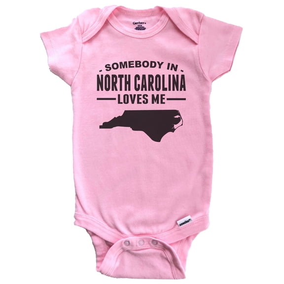 Somebody In North Carolina Loves Me Baby Bodysuit - North Carolina Baby Bodysuit (Pink)