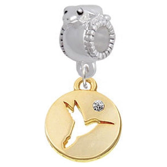 Gold Tone Hummingbird Disc - Frog Charm Bead