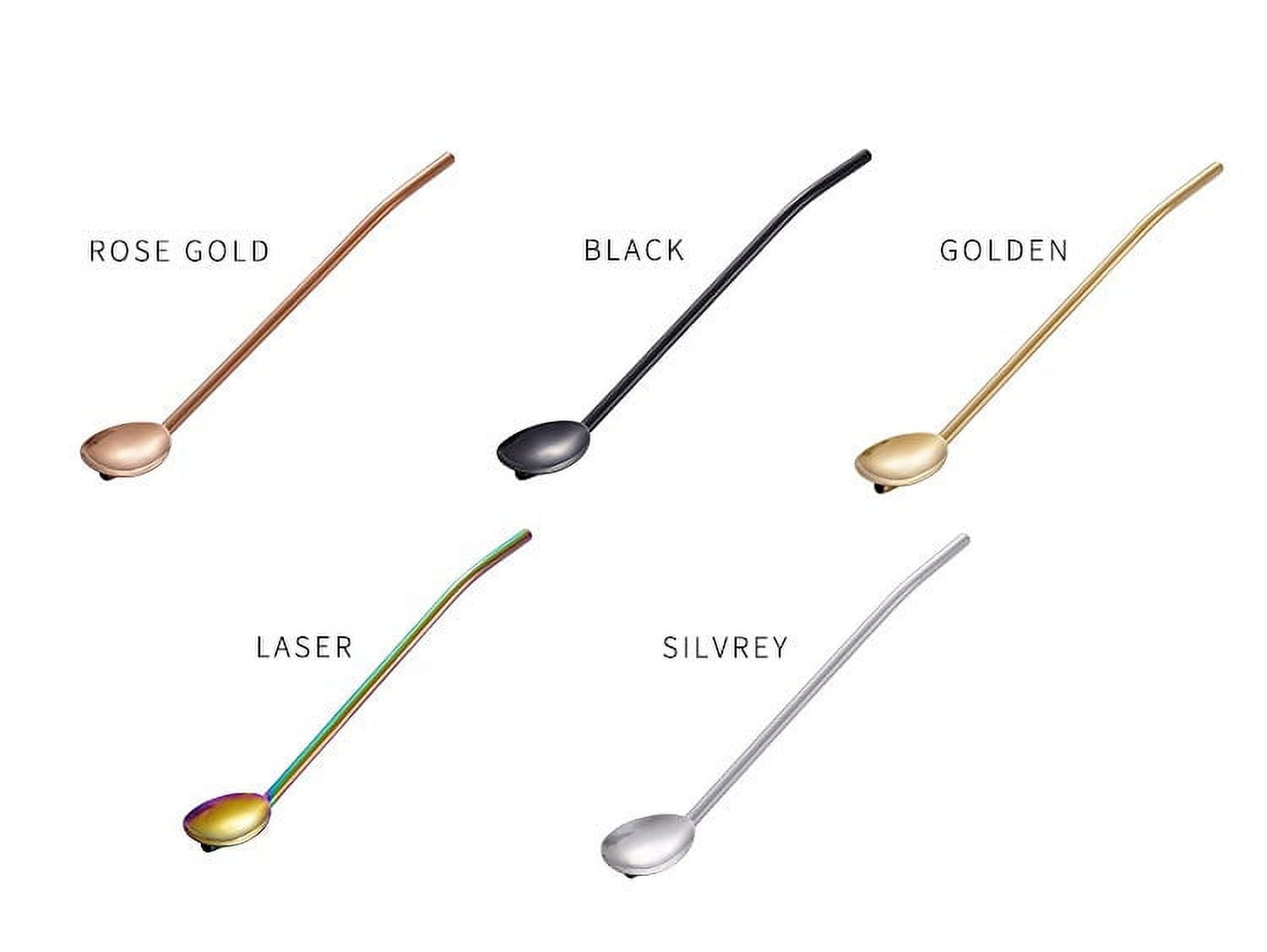 Pajitas Cuchara 2 En 1 - Pack De 15 Unidades De Colores, Para Batidos, Té Y Cócteles