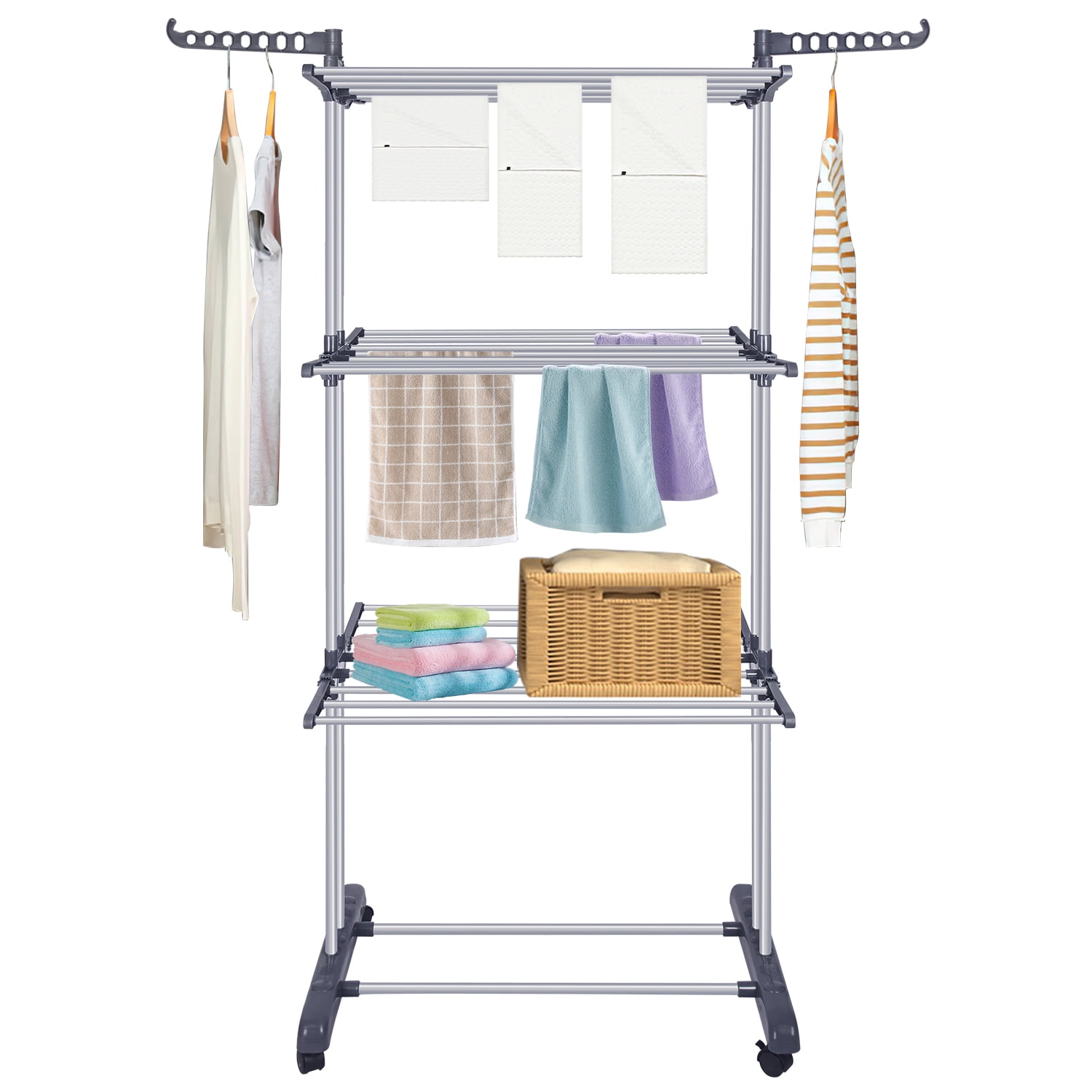 3 Tier 12m Cloth Airer Tower Indoor Outdoor Dryer Laundry Folding Rack Tall UKES 