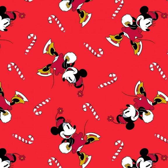 Disney 67342 Minnie and Candy Canes 58" Wide Knit Fabric By The Yard