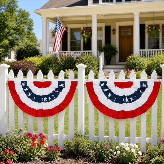 HomeKingdee 2Pc 45x90cm Independence Day Fan Flag – Patriotic Star Banner For Outdoor
