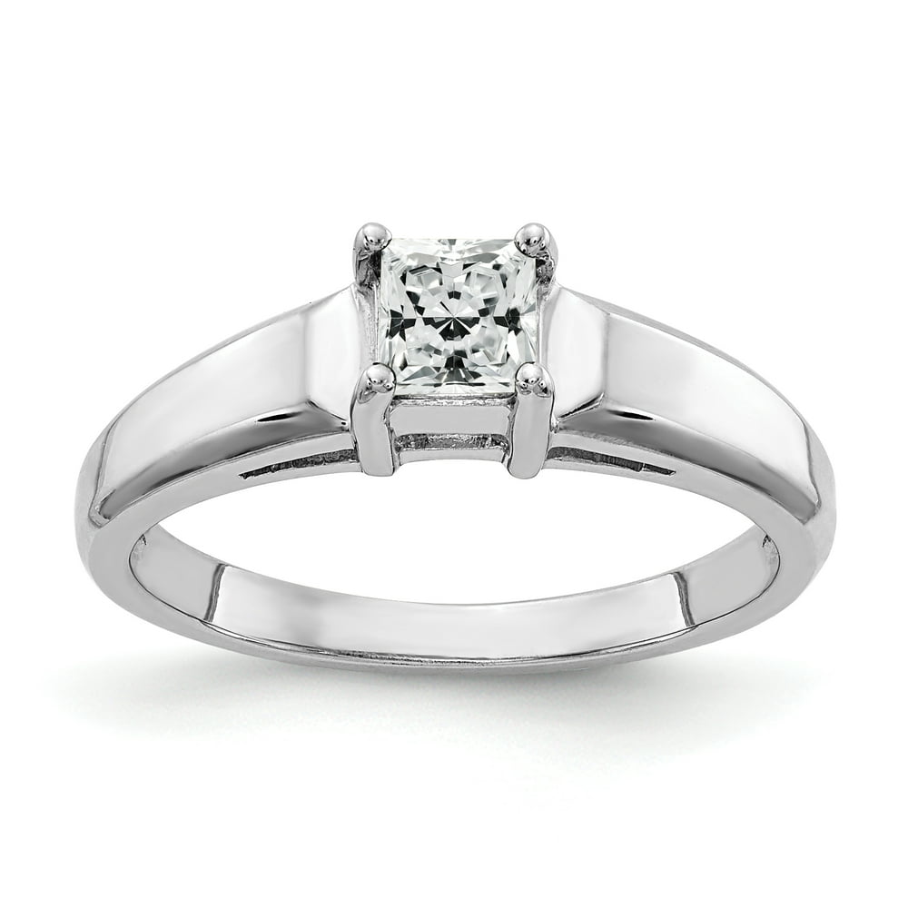 Fine Diamond Jewelry 14k White  Gold  4mm Princess  Cut  