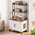 thumbnail image 6 of ROGALIS 55'' Cat Litter Box Enclosure with 2 Shelves and Charging Sockets, Wooden Cat House Hidden Litter Box Furniture, Large Indoor Cabinet for Livingroom and Entryway, White, 6 of 7