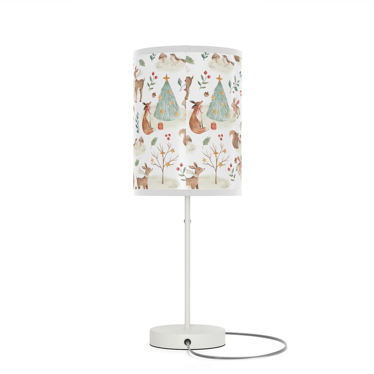 Woodland Animals Table Lamp Modern Bedside Lamp Fabric Lamp Shade Art Deco Lamp Nightstand