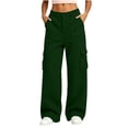 thumbnail image 2 of Atkumj Cargo Pants Women with Multi Pocket Stylish Button Sweatpants Women Casual Solid Color Wide Leg Pants for Fall Winter L, 2 of 8