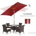 thumbnail image 4 of Outsunny Parasol de Patio en Sapin 6,6 X 5 Pi, Parasol de Marché Inclinable, Rouge Vin, 4 of 10