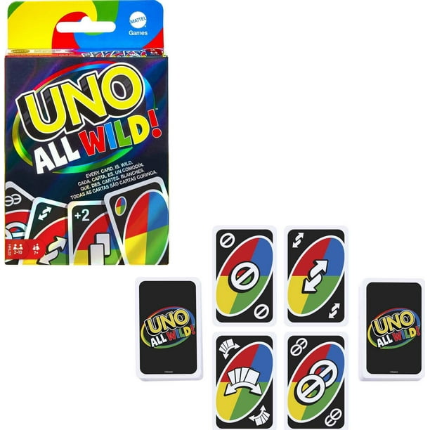 UNO All Wild Card Game for Family Night, No Matching Colors or Numbers ...