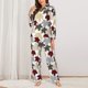 thumbnail image 2 of Fotbe maple leaves Conjunto de Pijama de Manga Larga para Mujer con Estampado, Ropa de Dormir de 2 Piezas, Conjunto de Casa Suave y Cómodo con Bolsillos-Large, 2 of 7