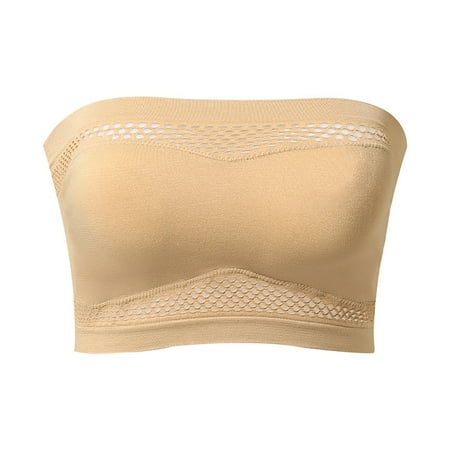 Clearance!Uooqdmx Bras for Women Strapless Bra Strapless Bra a Thin Breathable Non Slip Non Slip Sexy Back Wrap Bra with Bra without Underwire Bralettes for Women Beige S