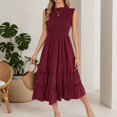 thumbnail image 6 of DHFJKG Summer Dresses For Women Casual Sleeveless Midi Dress Ruffle Hem Smocked Waist Flowy A-Line Beach Vacation Sundress Cozy Dresses, 6 of 8