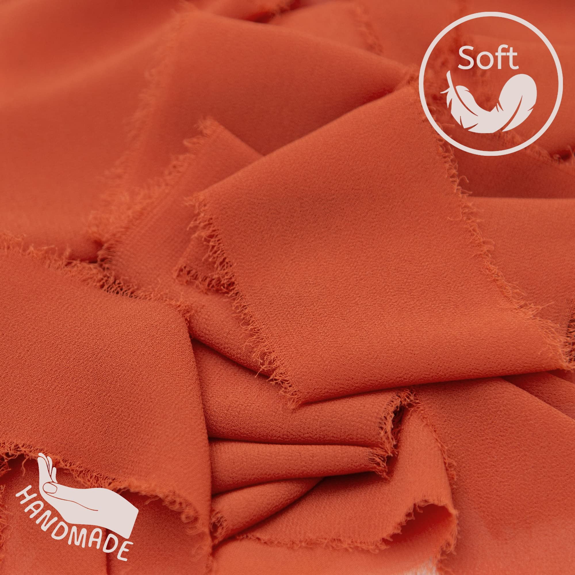 Mlurcu Terracotta Fringe Chiffon Silk Ribbon 1-1/2 Inch x 40Yd Burnt Orange  Ribbons Set Handmade Frayed Fabric Ribbon Boho Cloth Ribbon for Wedding