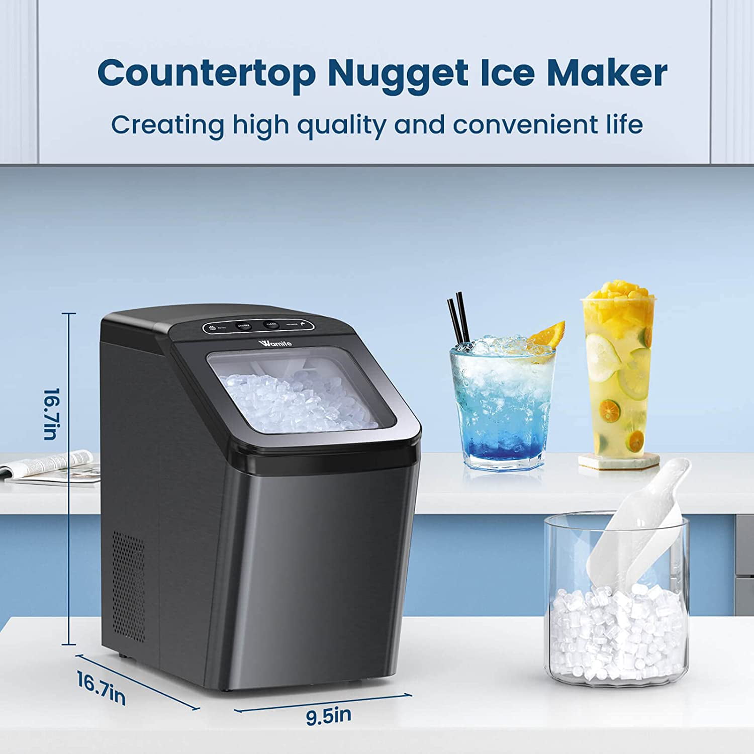 Nugget Ice Maker Machine Countertop Chewable Ice Maker 29lb/Day  Self-Cleaning 
