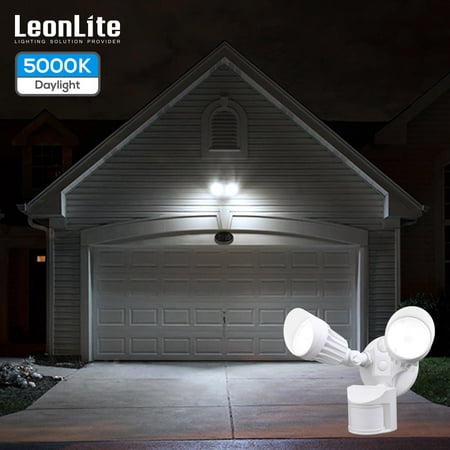 LEONLITE Motion Sensor LED Security Light, Dusk to Dawn Outdoor Flood Lights, Adjustable 2-Head, IP65 Waterproof, 20W(150W Equiv.), 5000K Daylight