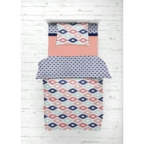Bacati - Emma Aztec Coral/Mint/Navy 4-Piece Toddler Bedding Set 100% Cotton percale fabrics