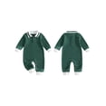 thumbnail image 2 of Cjfdfy Cute Baby Boy Spring Fall Winter Clothes Bewborn Baby Boy Going Home Outfit 0 3 6 12 18 Months Textured Collared Romper Long Sleeve Half Button-up One Pieces Jumpsuit, 2 of 9