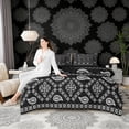 thumbnail image 4 of Erosebridal Bohemian Black Paisley Twin Bedding Sets, Hippie Elephant Bedding Comforter Set, Black Reversible 7pcs, 4 of 6
