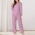 thumbnail image 2 of Honeii Cute Watermelon Flamingo print Women's Pajama Sets Long Sleeve Button Down Sleepwear Nightwear Soft Pjs Lounge Sets-Medium, 2 of 7