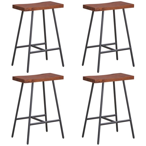 Giantex 24 Inch Height Industrial Saddle Stool, Backless Counter Bar Stool, (4)