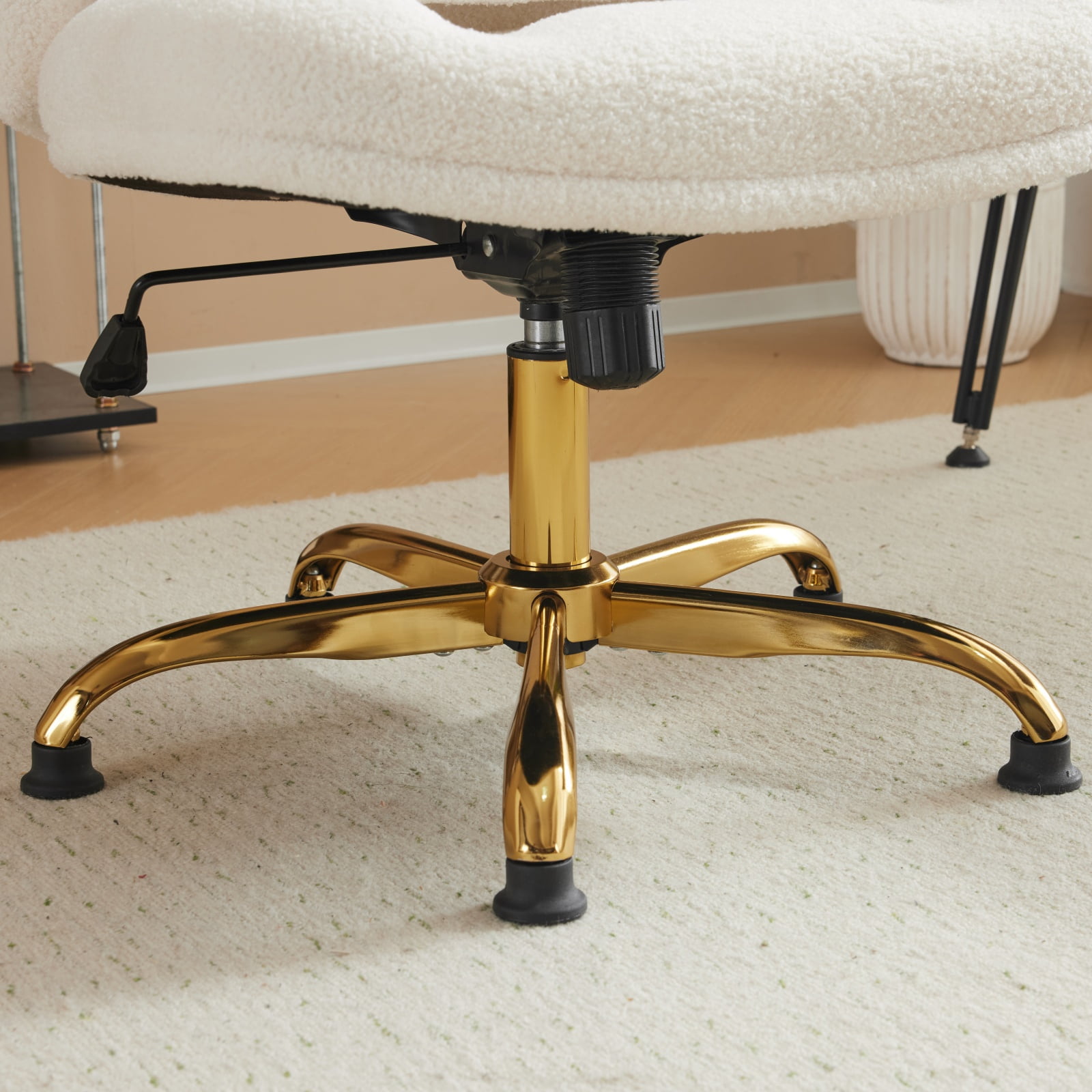 Ktaxon  Armless Office Chair Swivel Study Chair Adjustable Desk Chair with Wheels and Lumbar Pillow for Conference and Home White