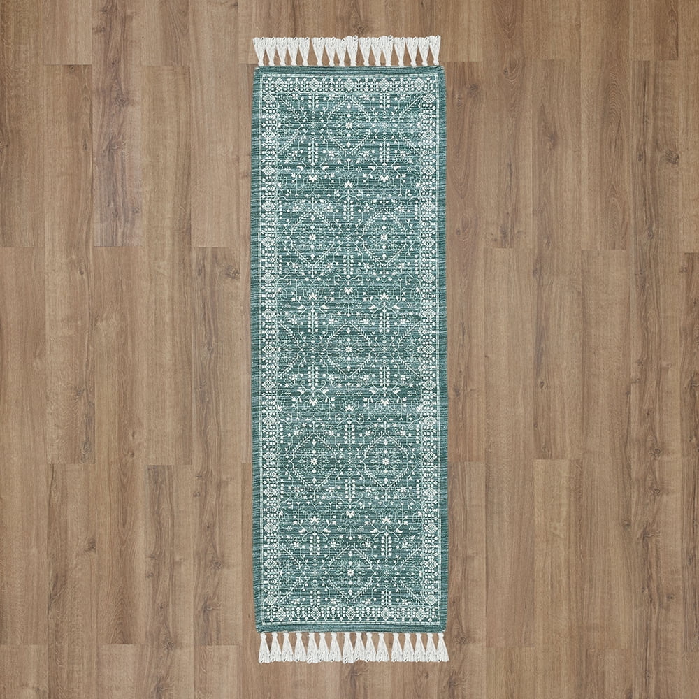 Mainstays Wexford Vintage Indoor Runner Rug, Teal, 20” x 60”