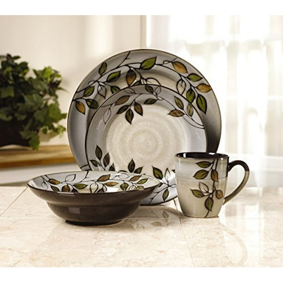 Pfaltzgraff Rustic Leaves 16-Piece Stoneware Dinnerware Set, Service for 4