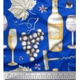 thumbnail image 1 of Soimoi Japan Crepe Satin Fabric Grapes,Wine Glass & Bottle Print Fabric by Yard 42 Inch Wide, 1 of 1