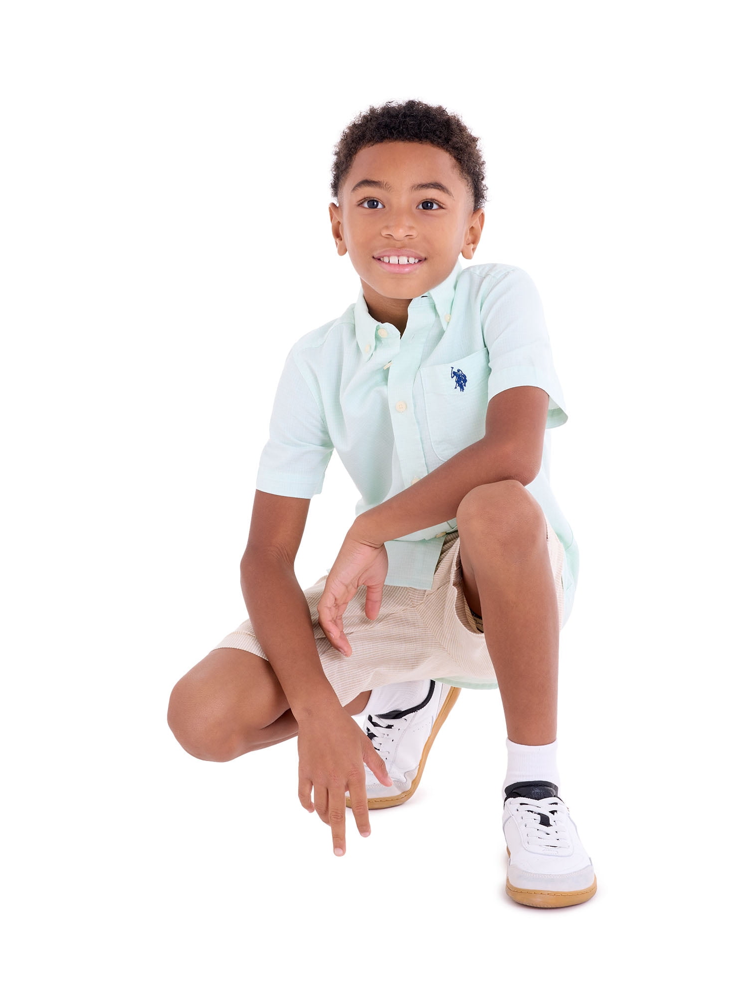 U.S. Polo Assn. Short Sleeve Button-Up Shirt for Boys, Sizes 4-18