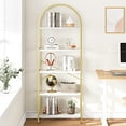 thumbnail image 3 of FOLDLIFE 5-Tier X-Shape Arched Bookshelf with Adjustable Feet and Metal Frame,Modern Freestanding Display Shelving Storage Rack,Tall Open Standing Bookshelf,Gold, 3 of 8