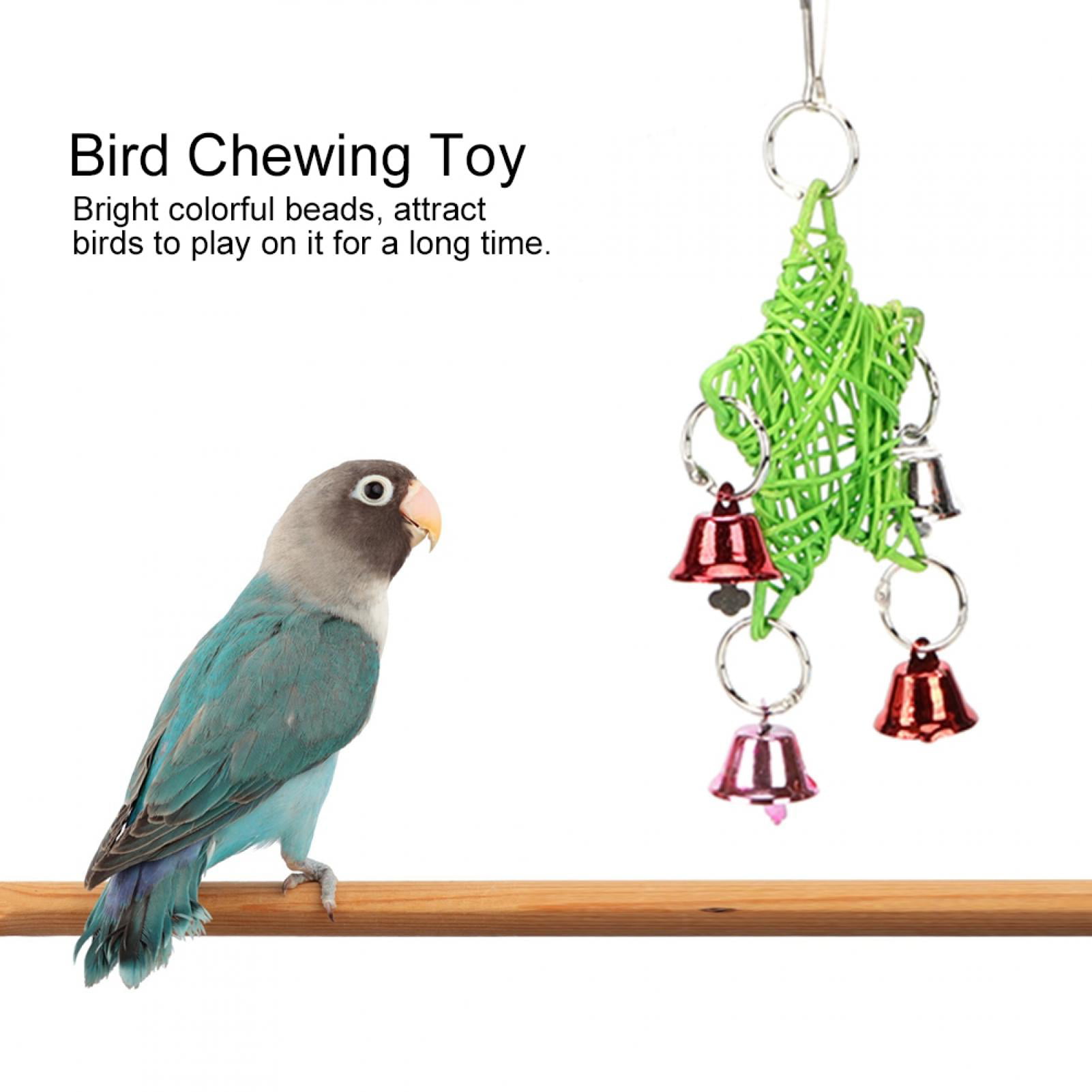 Parrot Bell Toys Birds Chewing Hanging Cage Bite Parakeet Beads Play Funny Toy 