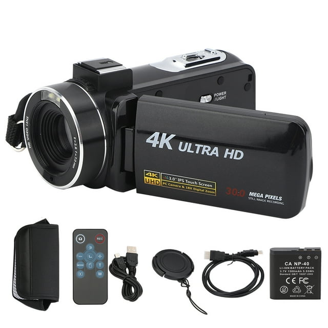 Videocámara Fugacal con pantalla táctil IPS de 30 pulgadas lente gran angular 4K 1080P