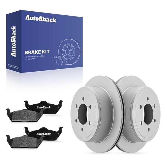 AutoShack Rear Vented Coated Brake Rotors   Ceramic Pads 6-PC Brake Kit Replacement for 2004-2011 Ford F-150 2006-2008 Lincoln Mark LT ArmorStop 13.66" (346.9 mm)