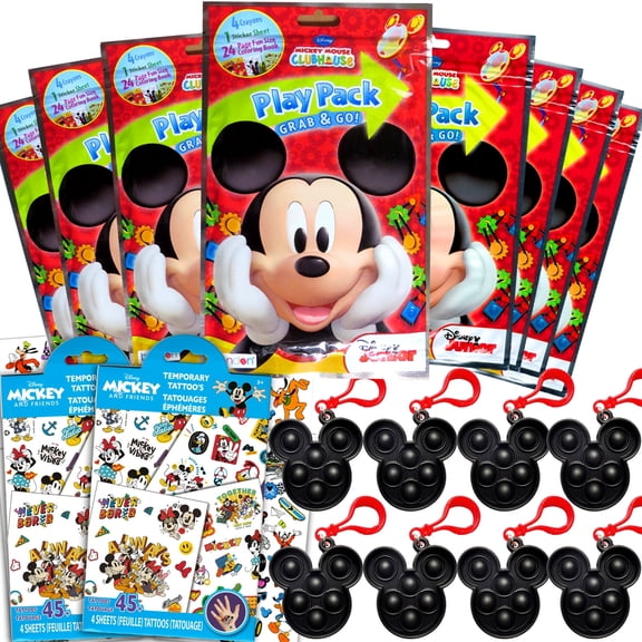 Disney Mickey Mouse Party Favor Bundle for Kids - 8 Play Packs with Mini Coloring Books, Stickers for Boys' Birthday Party Supplies