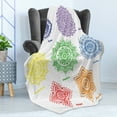 thumbnail image 4 of Colorful Soft Flannel Fleece Throw Blanket, Different Colors with Ornate Round Mandala Oriental Style Print, Cozy Plush for Indoor and Outdoor Use, 50" x 60", Multicolor, by Ambesonne, 4 of 5