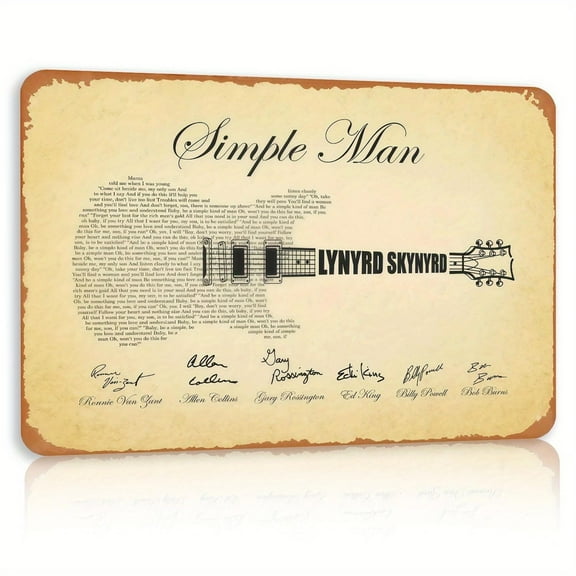 Vintage Guitar Tin Sign 8x12 Inch - Retro Metal Wall Art for Music Room, Man Cave Decor - Guitar Lover Gift for Men, Musicians - Durable Rustic Guitar Poster for Home, Bar, Studio