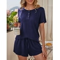 thumbnail image 3 of a.Jesdani Women's Pajama Sets Soft Button Short Sleeve Sleepwear Top With Shorts Pants Loungewear 2 Pjs Sets S-4X, 3 of 6