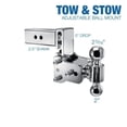 thumbnail image 2 of Trailer Hitches Chrome Adjustable Trailer Hitch Ball Mount Fits 2.5" Receiver,Dual Ball(2" x2-5/16"), 2 of 6