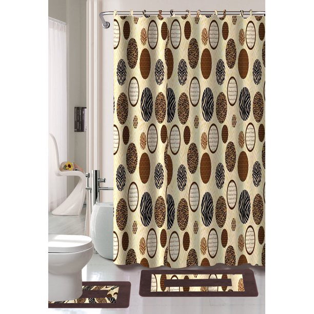 Jaws Shower Curtain Set Thick Bathroom Rugs Bath Mat Non-Slip Toilet Lid Cover 