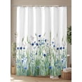 thumbnail image 4 of Fsddascl Navy Blue Wildflowers Shower Curtain Set - Standard 72" x 72" Washable Bathtub Curtain with 12 Hooks, Spring Pastoral Botanical Floral Waterproof Fabric Stall Shower Curtains for Bathroom, 4 of 6