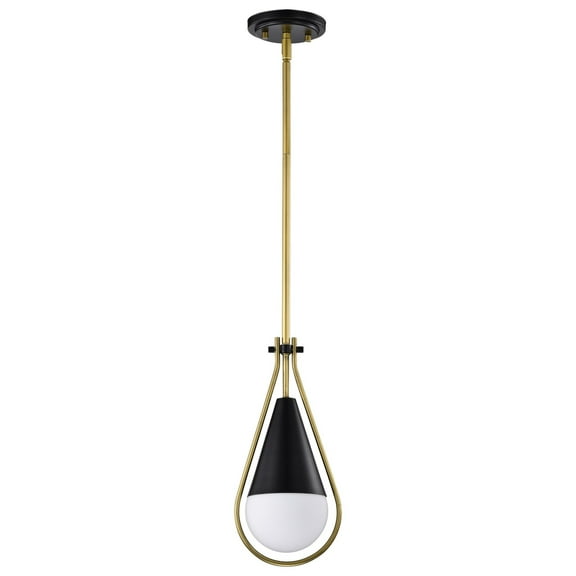 60/7903-Nuvo Lighting-Admiral - 1 Light Pendant In Contemporary Style-21.5 Inches Tall and 10 Inches Wide-Matte Black/Natural Brass Finish