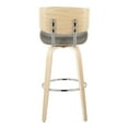 thumbnail image 4 of Lombardi 30" Mid-Century Modern Fixed-Height Barstool with Swivel in Natural Wood and Light Grey Faux Leather with Round Chrome Metal Footrest by LumiSource - Set of 2, 4 of 4
