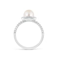 thumbnail image 2 of ANGARA Freshwater Cultured Pearl Ring with Beaded Split Shank in 14K White Gold for Women | June Birthstone, Birthday, Anniversary, Jewelry Gift for Women | Pearl Ring, 2 of 8