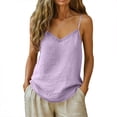 thumbnail image 3 of Aboser Womens Cotton Linen Camisole Tops Summer Casual Spaghetti Strap Basic Tees Comfy V Neck Tank Top Thin Sleeveless Cami Shirts, 3 of 9