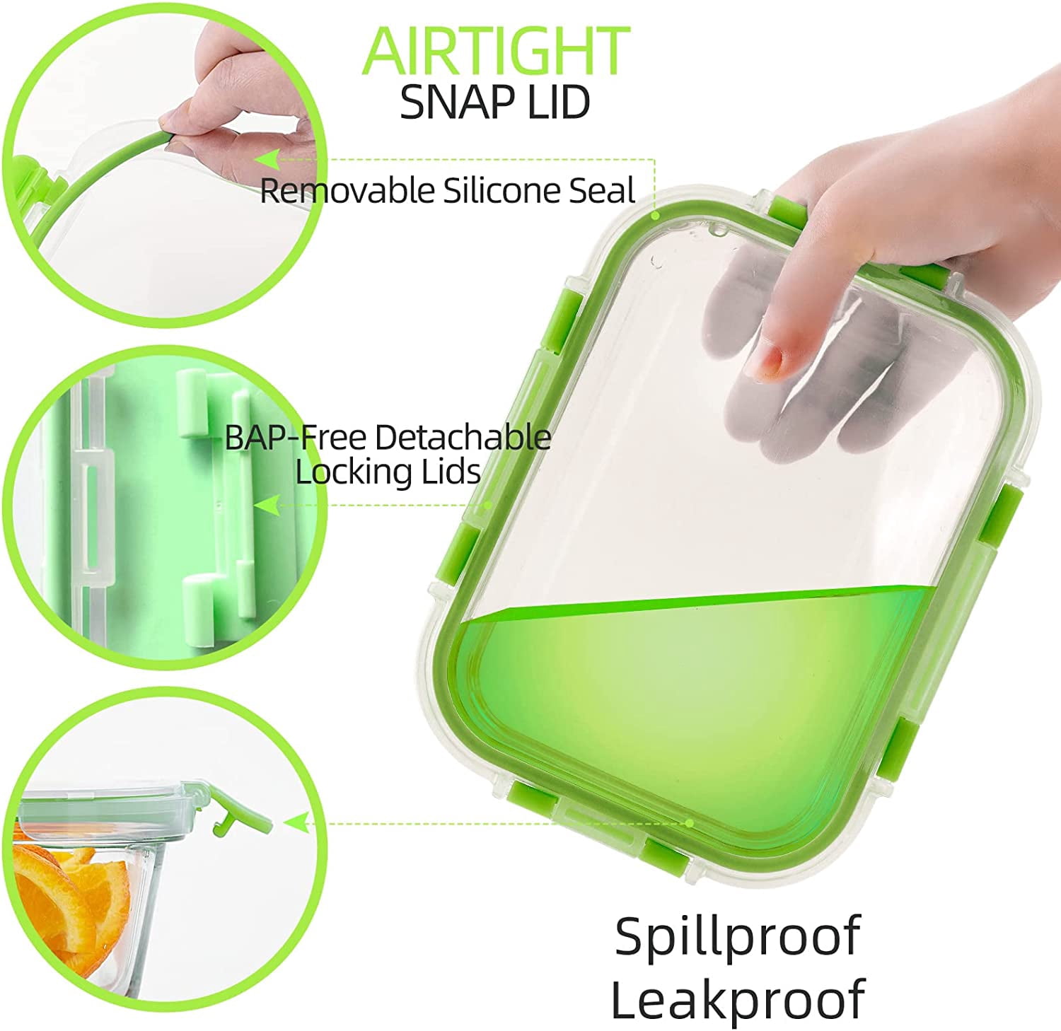 DFA 10 Pack Glass Food Storage Containers with Lids Leakproof, Airtight Glass Meal Prep Containers For Lunch, On The Go, Leftover, Dishwasher Safe