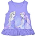 thumbnail image 3 of Disney 3 Pack Frozen Girl's Elsa and Anna Short Sleeves Tee, Sleeveless Shirt and Shorts Set, 3 of 6