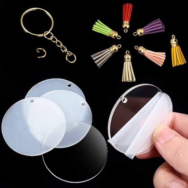 unbranded 96Ud Kit De Accesorios Para Llaveros DIY Con Anillos Metálicos Y Adornos Acrílicos Surtidos