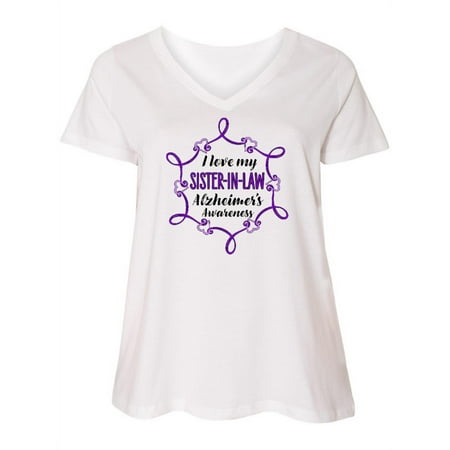 

Inktastic I Love My Sister-in-Law Alzheimer s Awareness Women s Plus Size V-Neck