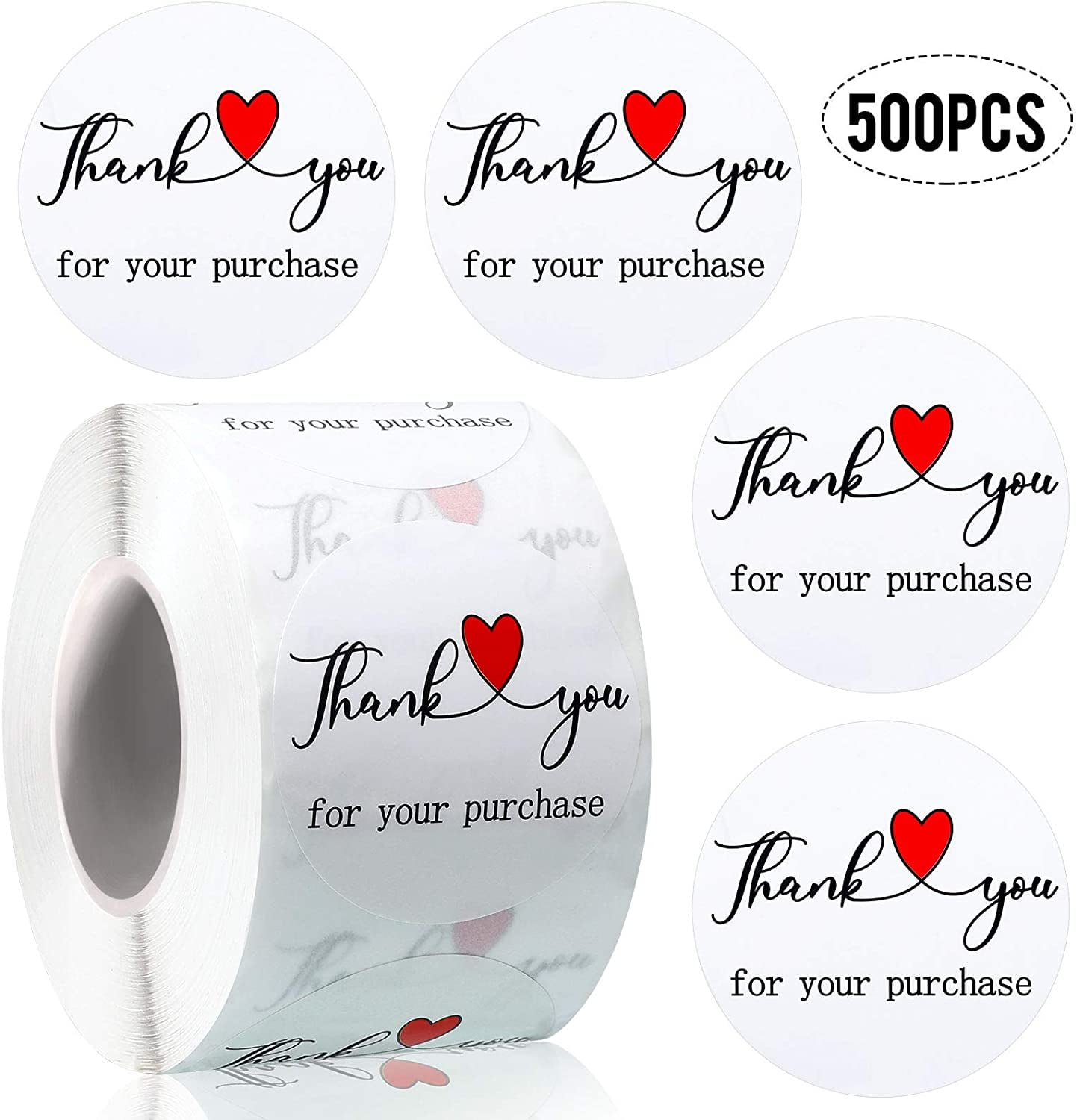500 THANK YOU LABEL STICKER RED 
