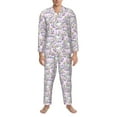 thumbnail image 3 of Naloa Purple Rabbit Men’s Pajamas Set - Long Sleeve Button Down Sleep Shirt and Pajama Bottoms Sleepwear Set-Large, 3 of 7