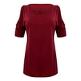 thumbnail image 3 of Red Women's Short Sleeve T-shirt, Womens Summer Tops V Neck Short Sleeve Basic Plain Tee T Shirt,Women's Short sleeve T-shirt 4XL, 3 of 5
